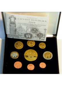 LETTONIA 2004 serie completa 8 monete in euro + 5 euro collection Pattern Prova